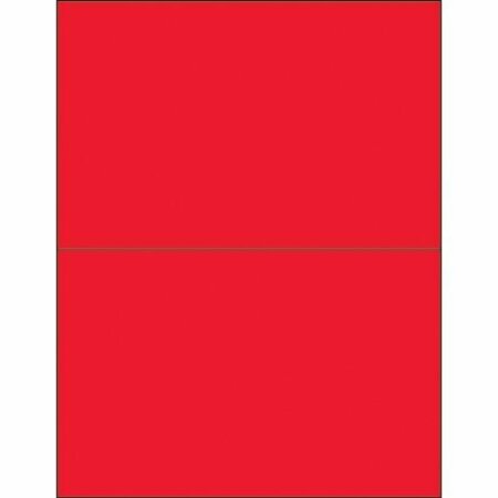 BSC PREFERRED 8-1/2 x 5-1/2'' Fluorescent Red Removable Rectangle Laser Labels, 200PK S-14076R